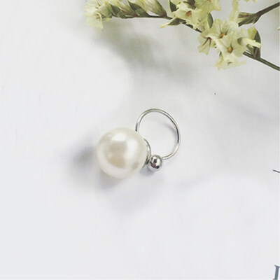 

1Pc Clip-on Earrings Imitation Pearl Black White Tragus Cartilage Ear Cuff Non Piercing Closure Rings Without Piercing Statement