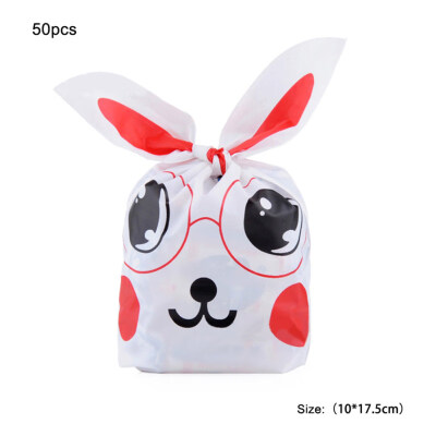 

50Pcs Cartoon Rabbit Christmas Halloween Candies Biscuits Storage Bag Container