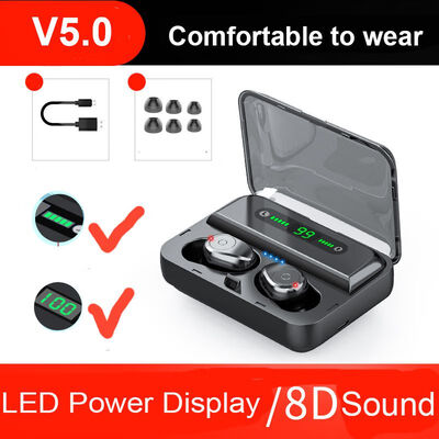

Bluetooth Earphone 6D Stereo Mini Wireless Earbuds LED Display Wireless Earphones Headphone with Dual Mic Phone Holder