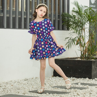 

Toddler Baby Kid Girls Ruffles Ruched Dot Skirt Princess Dresses Casual Clothes