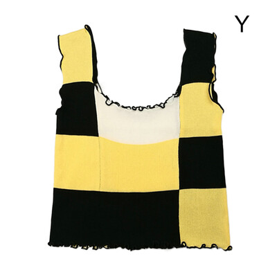 

Contrast Color Earmuffs Camisole Fashion Wild Knit Camisole Round Neck Womens Camisole