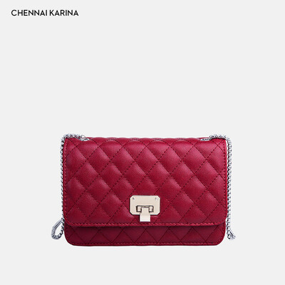 

Small ck rhombic chain female bag 2019 new Korean version of the tide fashion wild chain texture slung net red small black bag