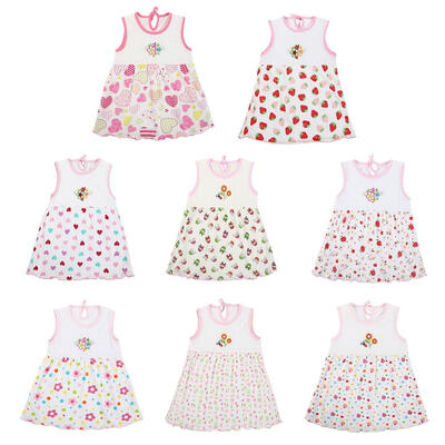 

Baby Summer Dresses Girls O-Neck Sleeveless Cute Flowers Cotton Mini Dress