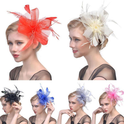 

Feather Hair Fascinator Hair Clip Headband Mess Wedding Royal Races 8 Colors