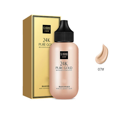 

24k Gold Liquid Foundation Moisturizing Cover Blemishes Even Skin Tone Natural Whitening Concealer Primer