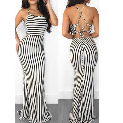 

Women Strappy Plunge Bodycon Dress Ladies Evening Party Long Dress jumpsuits