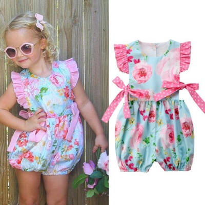 

2018 Hot Sale Summer Cute Baby Girl Colorful Floral Floral Jumpsuit