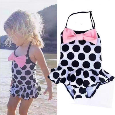 

Kids Baby Girls Bow Dot Bikini Beachwear Tankini Bathing Suit Swimwear Swimsuit 1-7 Years