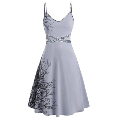 

〖Follure〗Womens Plus Size Halloween Sequins Print Sleeveless Camisole Mini Dress