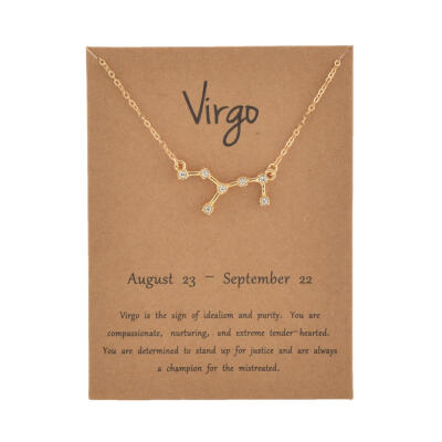 

Fashion Jewelry Zodiac Crystal Star Sign 12 constellation Pendant Necklace For Women