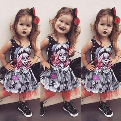 

Toddler Kids Baby Girls Halloween Tops Vest Skirt Dress Outfits Clothes Set
