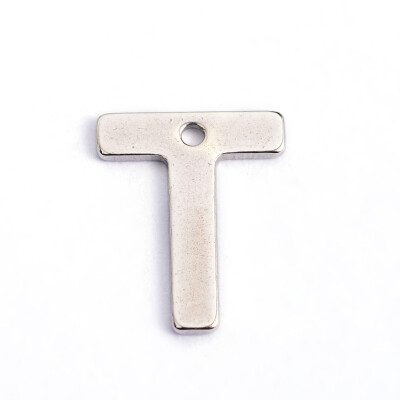 

304 Stainless Steel Letter Charms LetterT 11x9x05mm Hole 1mm