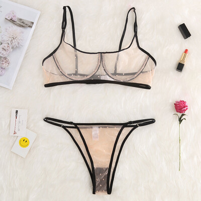 

Gobestart New Womens Lace Hollow Openwork Sexy Perspective Two-piece Set