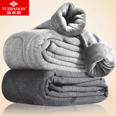 

Yu Zhaolin YUZHAOLIN warm pants mens plus velvet thick color spinning wool knee pads long pants mens single piece warm pants mens light gray XL