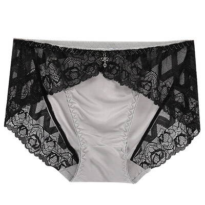 

Women Breathable Middle Waist Ladies Hip Briefs Lace Stitching Wave Hip Briefs