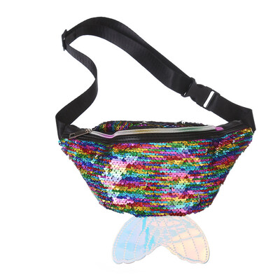 

New Women Girls Mermaid Tail Sequin Waist Belt Bag Fashion Laser Chest Pouch Hip Bum Bag Small Belt Purse Mermaid Wallet