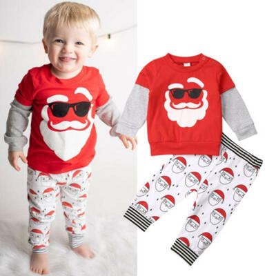 

Toddler Kids Baby Boy Girl Christmas Santa Sweatshirt Tops Pants Outfits Clothes
