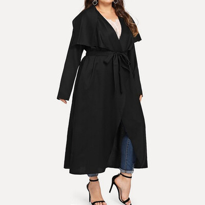 

Gobestart Fashion Women Casual Plus Size Solid Bandage Irregular Loose Outwear Coat