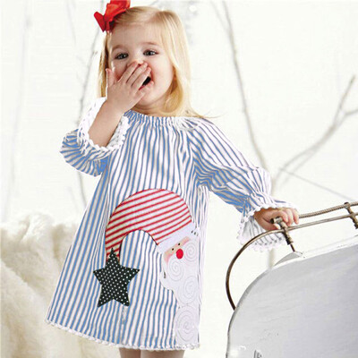 

Toddler Kids Baby Girls Santa Striped Princess Dress Christmas Outfits Clothes