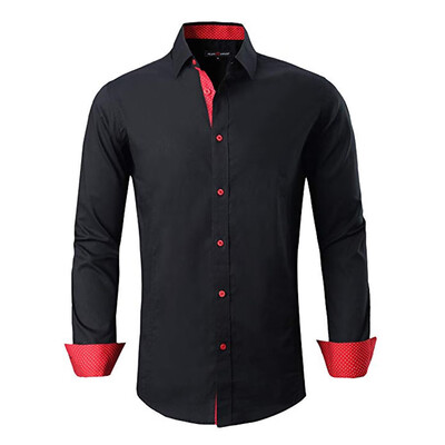 

Toponeto Men Ethnic Style Solid Color Slim Long Sleeve Shirt Dress Blouse Tops