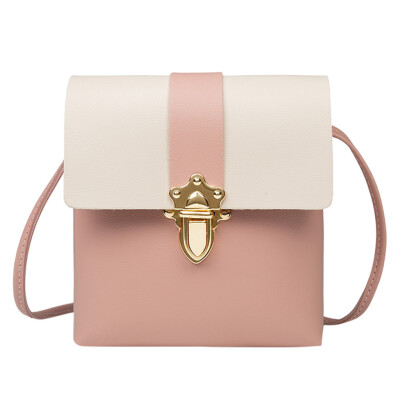

Fashion Women Messenger Bags Hit Color Plug Lock Small Square Bag PU Leather Phone Mini Handbags Clutches YJ