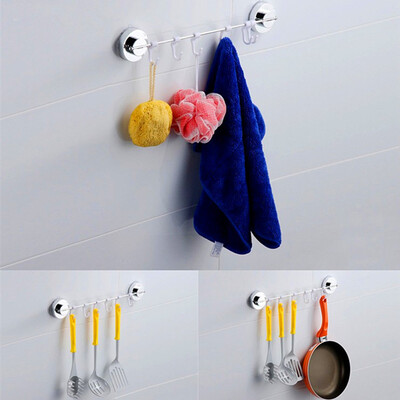 

〖Follure〗Stainless Steel 6Hook Vacuum Sucker Towel Utensil Rack Bathroom Kitchen Hanger