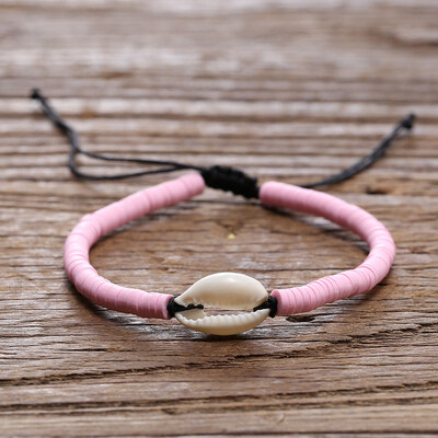 

8 Colors Handmade Shell Charm Bracelets Bangles Adjustable Braided Rope Resin Bracelets For Women Girls Summer Jewelry