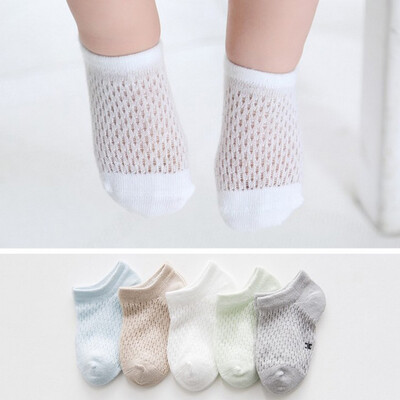 

5 Pair Baby Girls boys Anti-slip Cotton Lace Socks Set Mesh Breathable Thin Cotton Girls Socks