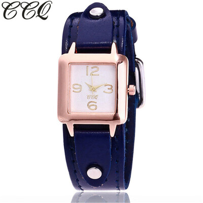 

CCQ Brand Leather Watch Men Women Wristwatch Quartz montre femme marque Times New Roman Clock Ladies Gift Hot Selling 533