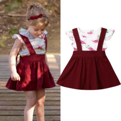 

2PCS Cute Newborn Toddler Baby Girl Clothes Floral T-shirt TopsDress Outfit Set