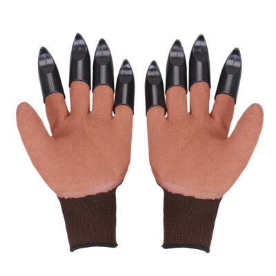 

1pair Garden Gloves with 8 ABS Plastic Fingertips Sharp Claws for Planting