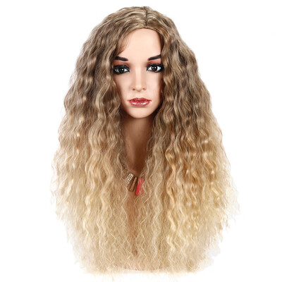 

Tailored Sexy GradientGold Party Wigs Long Curly Hair Mixed Colors Synthetic Wig