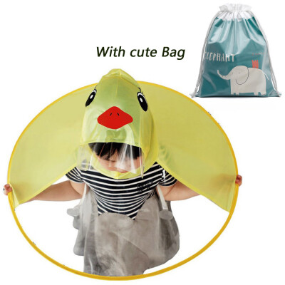 

Cute Rain Coat UFO Children Umbrella Hat Magical Hands Free Raincoat