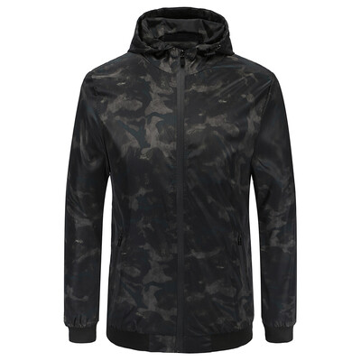 

Long Sleeve Pattern Print Hooded Pocket Outdoor Men Jacket