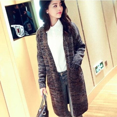 

Fall&winter 2018 new knitted sweater long&loose retro college style sweater cardigan jacket