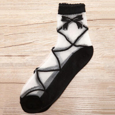 

Summer Breathable Lace Frill Mesh Transparent Bowknot Above Ankle Women Socks