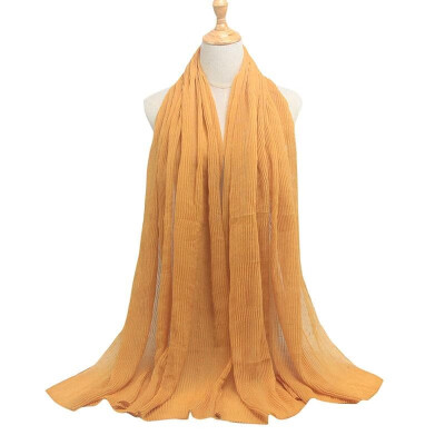 

Women Solid Pleated Scarf Hijabs Oversized Large Muslim Middle East Islam Long Scarves Shawls