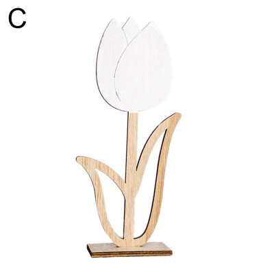 

Nordic Wooden Flower Tulip Easter Ornament Festival Wedding Home Decoration