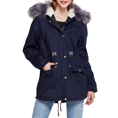 

Toponeto Women Winter Fleece Long Sleeve Hooded Outdoor Wind Warm Zip Pocket Jacket Coat