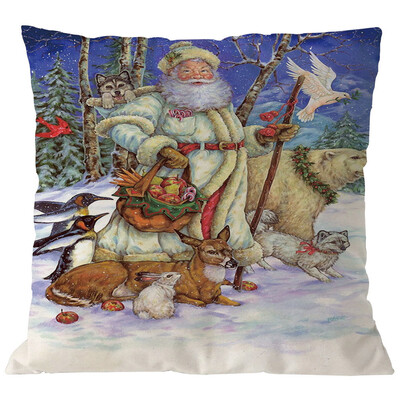 

Tailored Merry Christmas Pillow Cases Linen Sofa Cushion Cover Home Decor Pillow Core