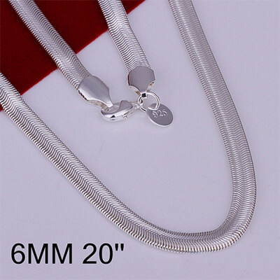 

Womens Mens Fashion Solid Silver Plated 6mm Snake Chain Necklace No Pendant