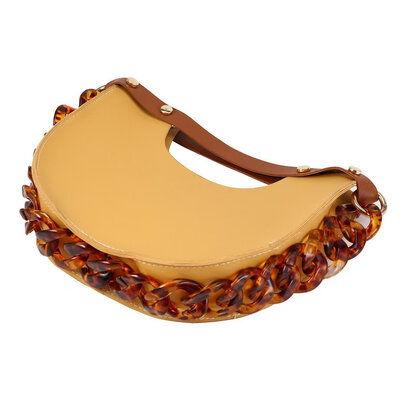 

Ins acrylic chain semi-circle bag ladies PU female handbag casual shoulder bag mobile phone bag