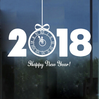 

Tailored 2018 Happy New Year Merry Christmas Wall Sticker Home Shop Windows Decals Decor