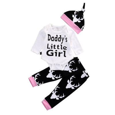 

3pcs Newborn Infant Kid Baby Boy Girl Clothes T-shirt TopsPantsHat Outfits Set