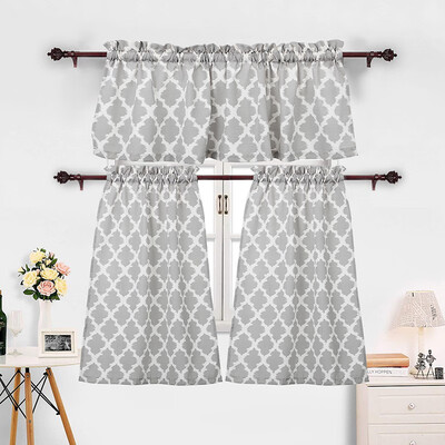 

Bladies bamboo Bladies Geometric blend 3-piece kitchen curtain valance Moroccan diamond pattern kitchen curtain 4689