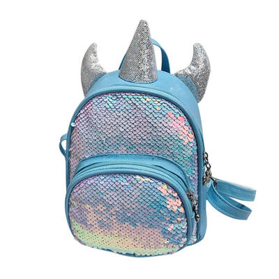 

Cute Horn Decor Travel Backpacks Kids School Bags Sequins Leather Rucksack