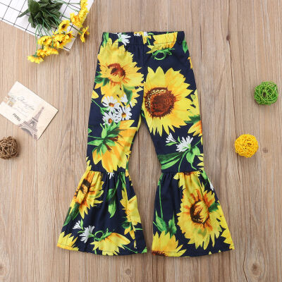 

Lovely Baby Girls Sunflower Loose Leggings Long Leg Pants Bell-Bottoms