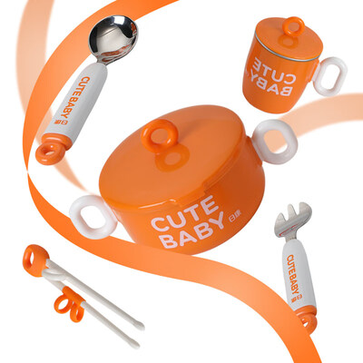 

Rikang childrens tableware food supplement bowl baby cutlery insulation bowl stainless steel baby bowl suction cup fork spoon cutlery set of 5 RK-C1004