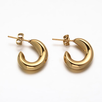 

304 Stainless Steel Ear Studs Golden 20x55mm Pin 08mm