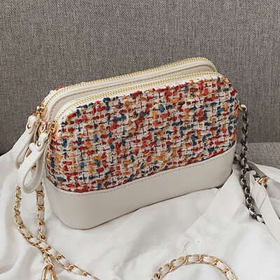 

2019 new fashion lady splice wandering bag Lingge single shoulder weaving chain bag